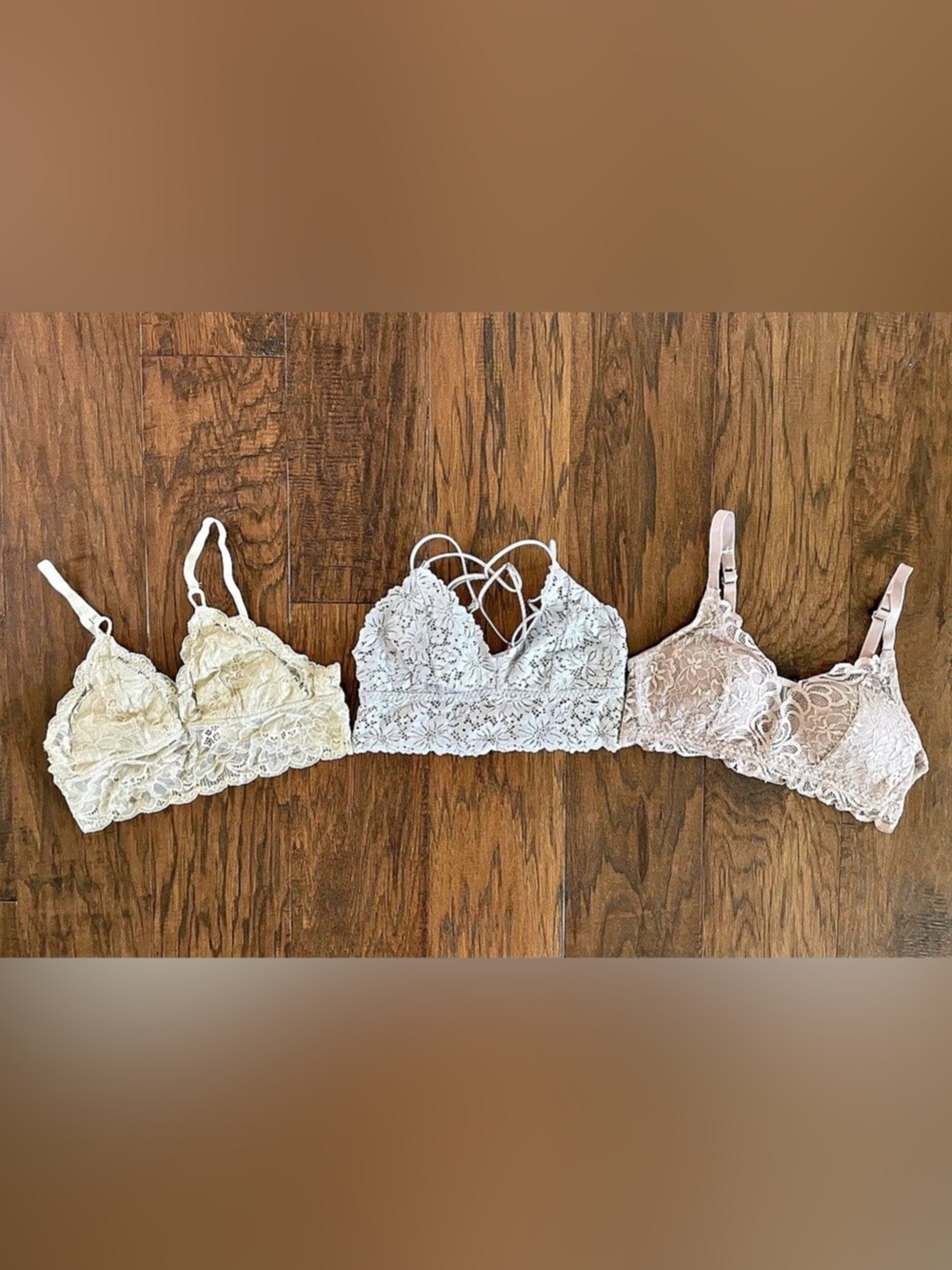 VS Pink, Aerie and Bali Lace Bralette Set Cream, Dusty Blue & Pink Size S/P